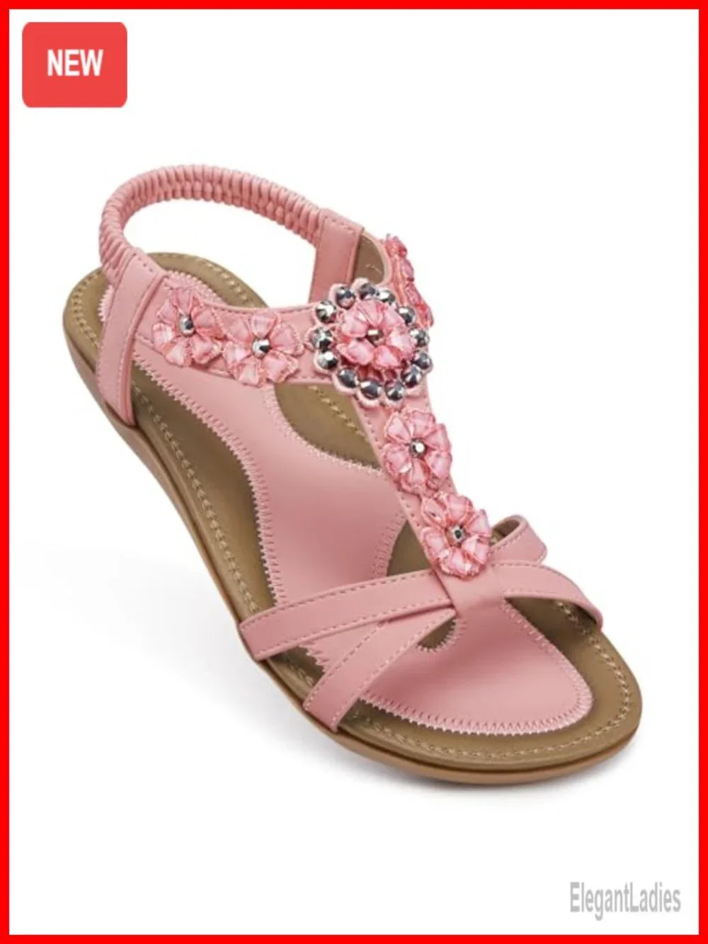 SHIBEVER Dressy Flat Sandals Arch Support Slip-On Bohemian Open Toe Comfort
